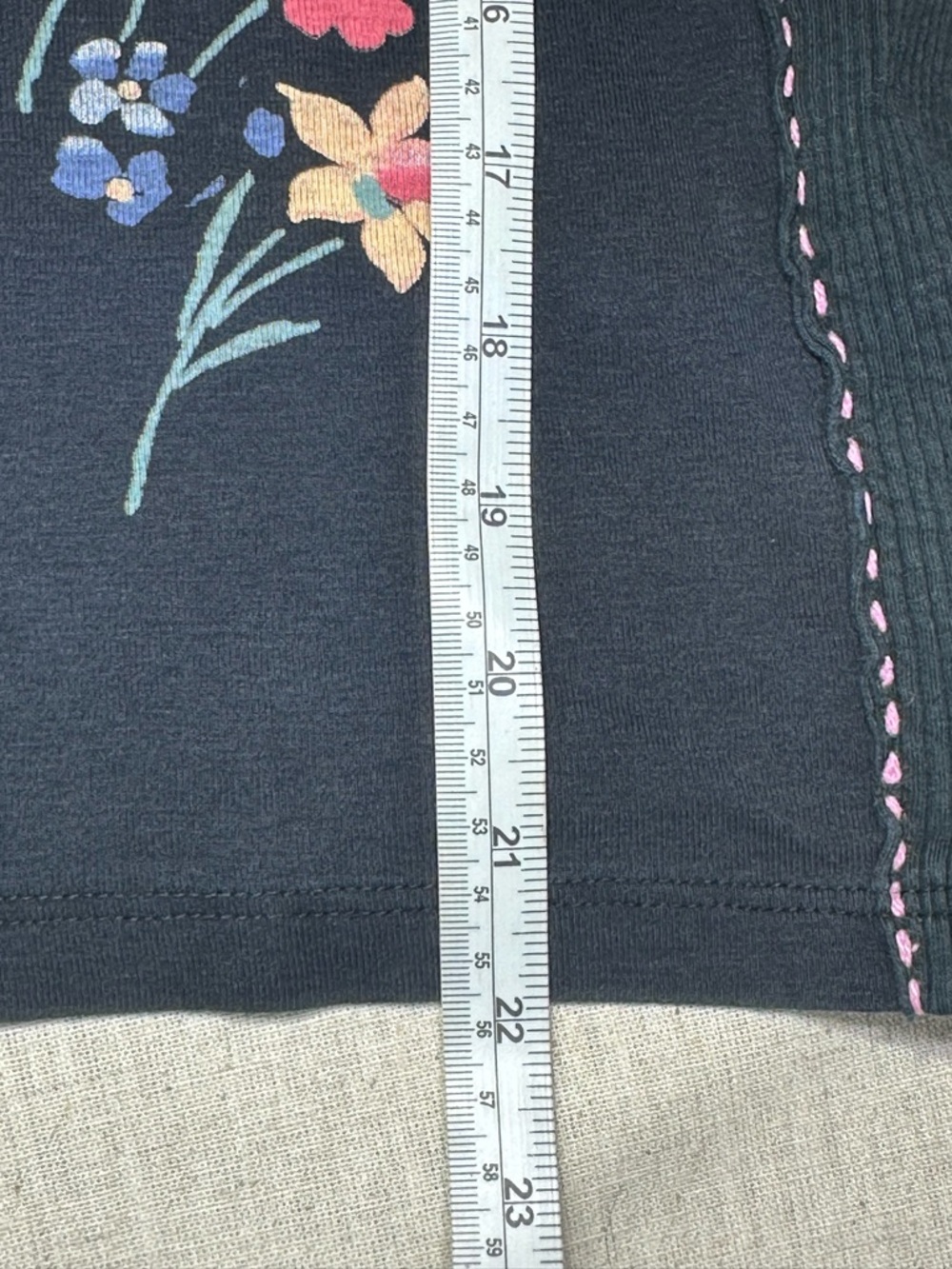 Vanilla Sugar Vintage Y2K Black 3/4 Long Sleeve Top pink black gem detail size M - Picture 5 of 7